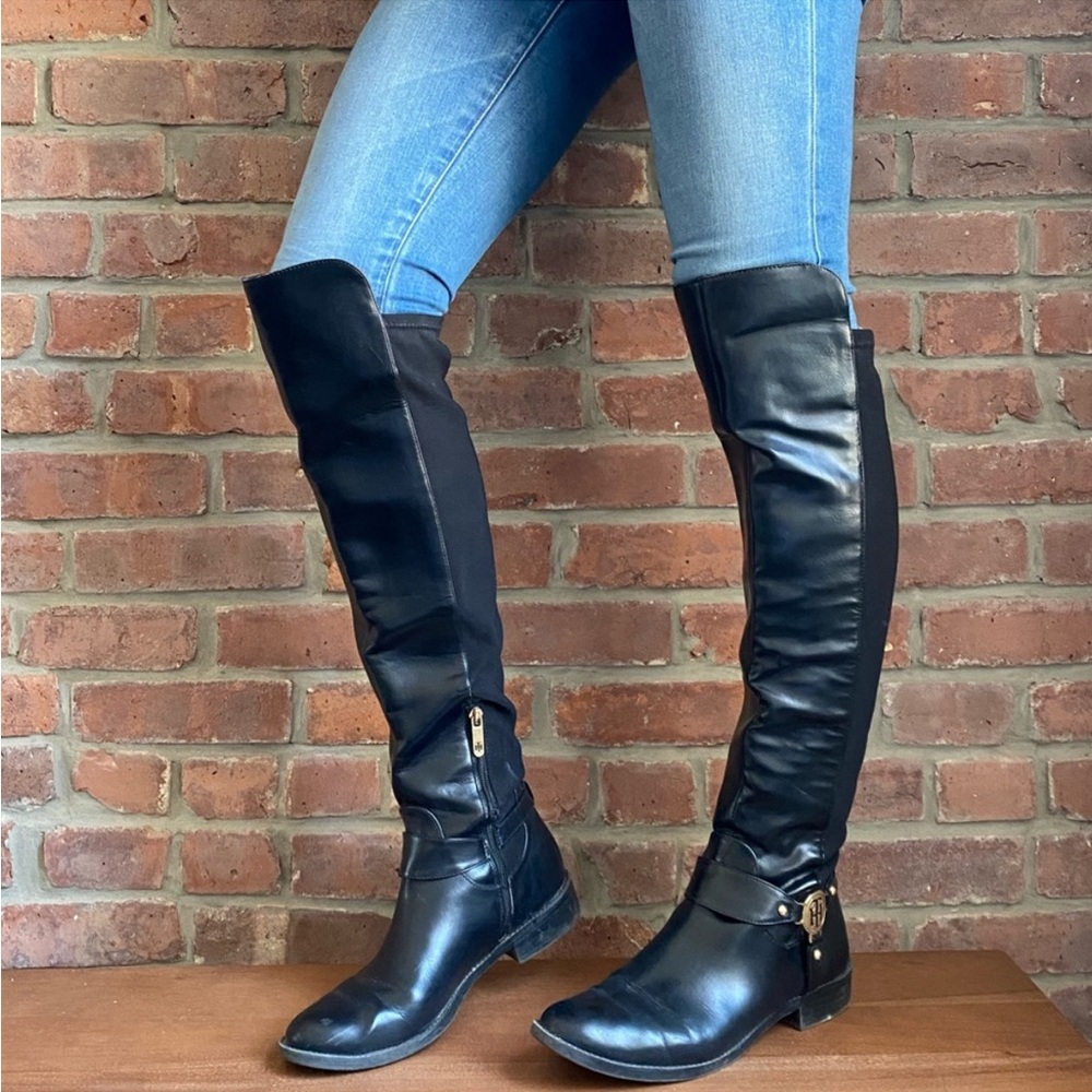 Tommy Hilfiger tall over the knee black riding boots